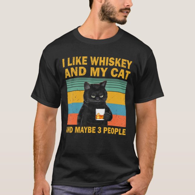 Camiseta Me Gusta Whiskey Mi Gato Y Quizá 3 Gatos (Anverso)