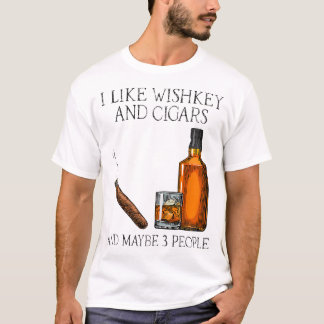 Camiseta Me Gusta Whiskey Y Cigarros Y Quizá 3 Personas Vin