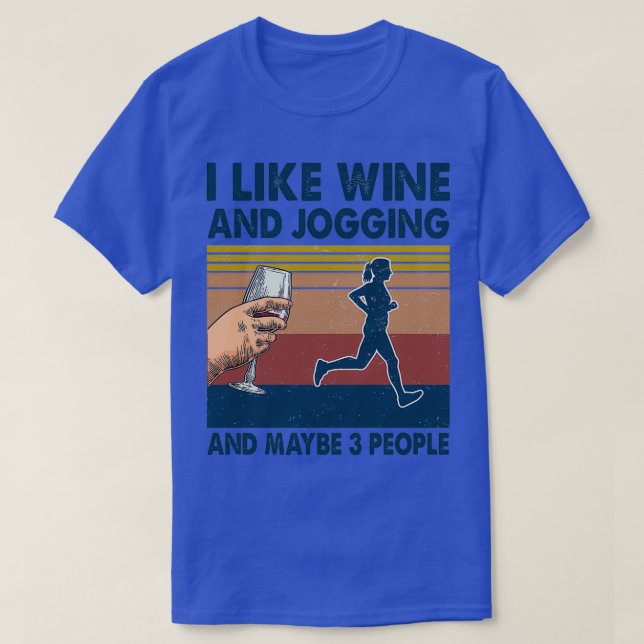 Camiseta Me gusta Wine y Jogging quizás 3 personas (Diseño del anverso)
