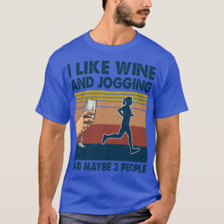 Camiseta Me gusta Wine y Jogging quizás 3 personas