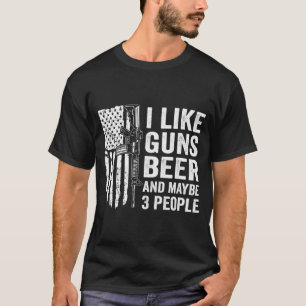 Camiseta Me Gustan Armas Cerveza Quizás 3 Personas Divertid