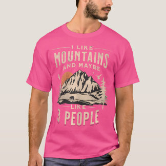 Camiseta Me Gustan Las Montañas Y Quizá 3 Personas Acampand