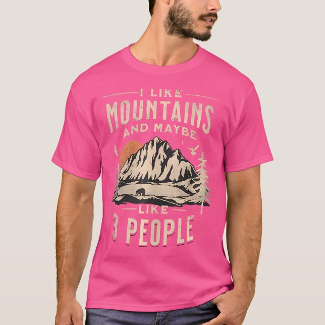Camiseta Me Gustan Las Montañas Y Quizá 3 Personas Acampand (Anverso)