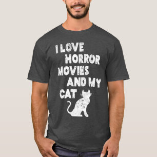 Camiseta Me gustan las películas de terror y mi gato