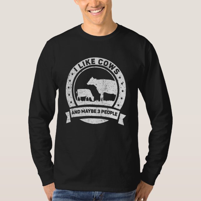 Camiseta Me Gustan Las Vacas Y Tal Vez 3 Personas Granjean  (Anverso)