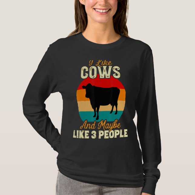 Camiseta Me Gustan Las Vacas Y Tal Vez 3 Personas La Granja (Anverso)