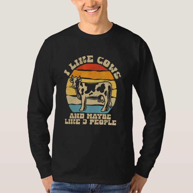 Camiseta Me Gustan Las Vacas Y Tal Vez 3 Personas La Granja (Anverso)