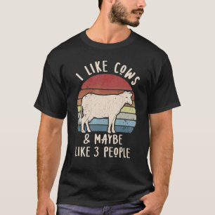 Camiseta Me Gustan Las Vacas Y Tal Vez 3 Personas Vintage L
