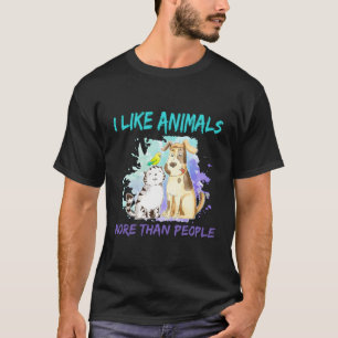 Camiseta Me Gustan Los Animales Más Que Las Personas