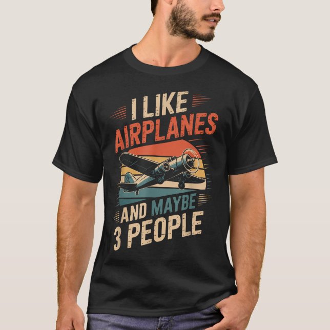 Camiseta Me Gustan Los Aviones Y Quizá 3 Personas (Anverso)