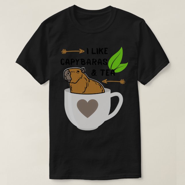 Camiseta Me gustan los capibaras y el té cute capibara en u (Diseño del anverso)