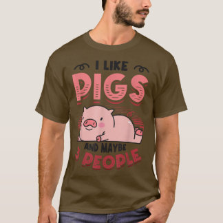 Camiseta Me Gustan Los Cerdos Y Tal Vez 3 Personas Animales