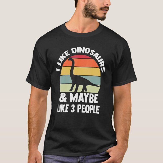 Camiseta Me Gustan Los Dinosaurios Y Quizá 3 Personas. (Anverso)