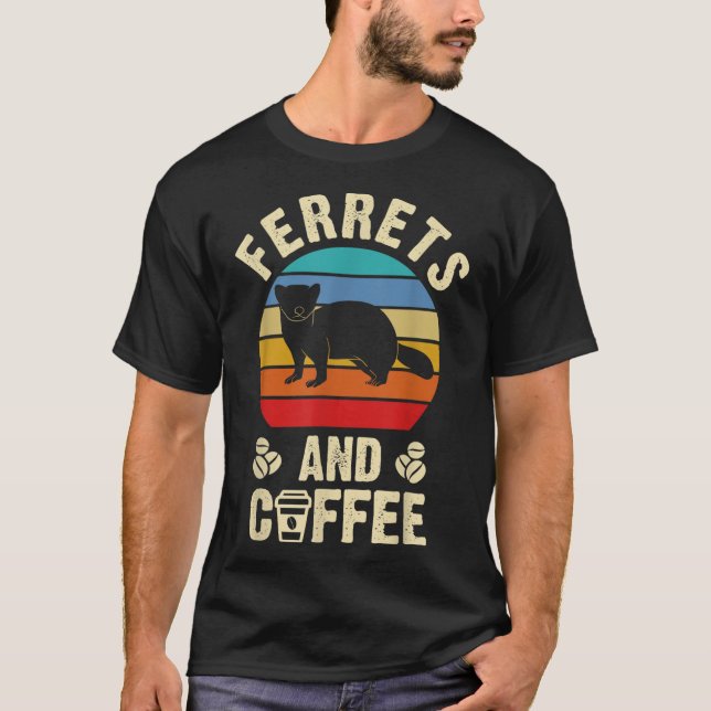 Camiseta Me gustan los Ferrets & Coffee Funny Mascota vinta (Anverso)
