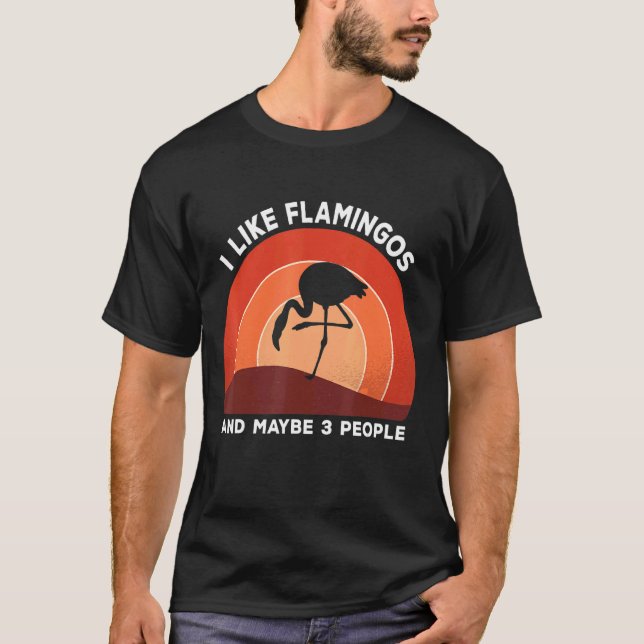 Camiseta Me Gustan Los Flamingos Y Tal Vez 3 Personas Retro (Anverso)