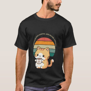 Camiseta "Me gustan los gatos, el café y tal vez 3 personas