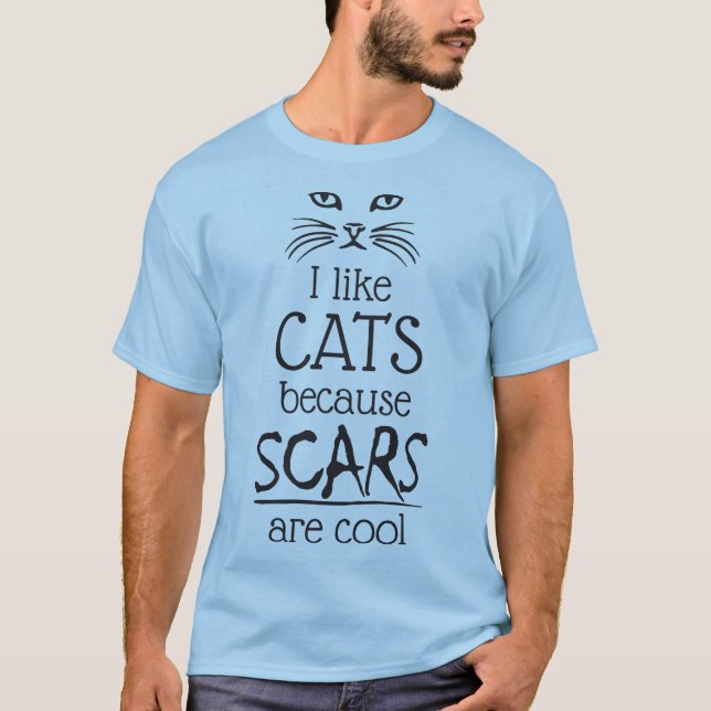 Camiseta Me gustan los gatos porque las cicatrices son geni (Anverso)
