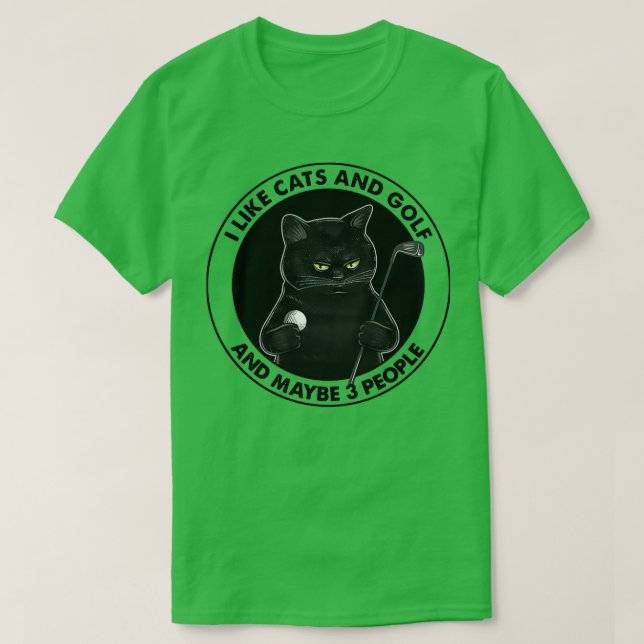 CAMISETA ME GUSTAN LOS GATOS Y EL GOLF TAL VEZ 3 PERSONAS (Diseño del anverso)