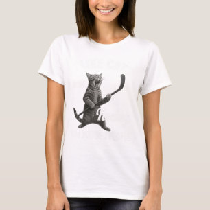 Camiseta Me gustan los gatos y el hockey, quizás 3 personas