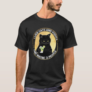 Camiseta Me Gustan Los Gatos Y El Vodka Y Quizá 3 Personas 