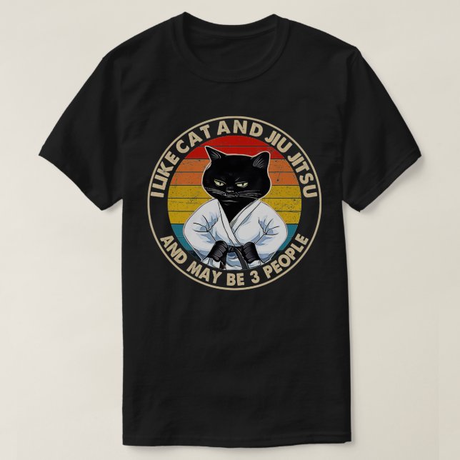 Camiseta Me Gustan Los Gatos Y Jiu Jitsu Y Quizá 3 Gatos (Diseño del anverso)