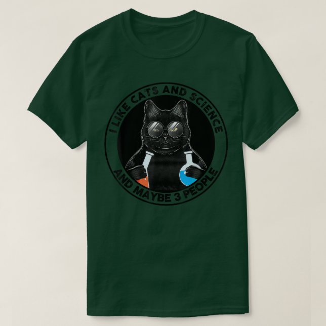 Camiseta Me Gustan Los Gatos Y La Ciencia Y Quizá 3 Persona (Diseño del anverso)