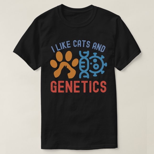 Camiseta Me gustan los gatos y la genética, las citas genét (Diseño del anverso)