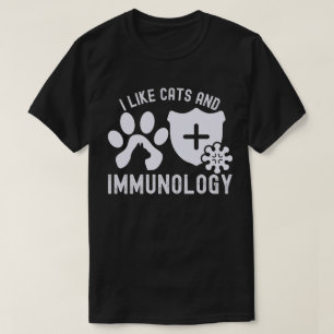 Camiseta Me gustan los gatos y la inmunología