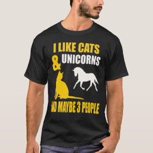 Camiseta Me gustan los gatos y los unicornios divertido tra
