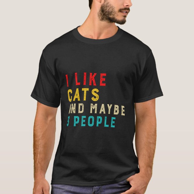 Camiseta Me Gustan Los Gatos Y Quizá 3 Personas (Anverso)