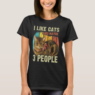 Camiseta Me Gustan Los Gatos Y Quizá 3 Personas Gato Papá M