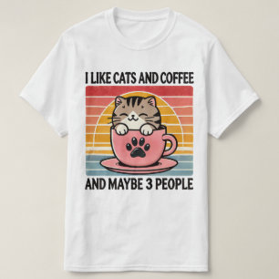 Camiseta Me gustan los gatos y quizás 3 personas divertidas