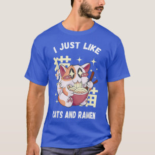 Camiseta Me Gustan Los Gatos Y Ramen Kawaii Cat Ramen 