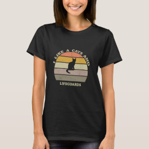 Camiseta Me gustan los gatos y salvavidas Atardecer Retro A