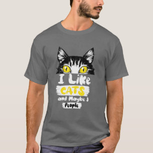 Camiseta Me Gustan Los Gatos Y Tal Vez 3 Gatos Graciosos