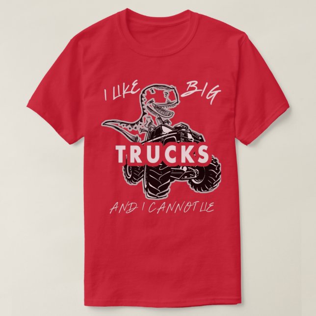 Camiseta Me gustan los grandes camiones monstruo y los dino (Diseño del anverso)