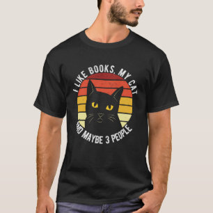 Camiseta Me gustan los libros a mi gato y quizás a 3 person