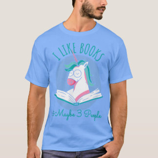 Camiseta Me gustan los libros ANd MAybe 3 personas, Unicorn