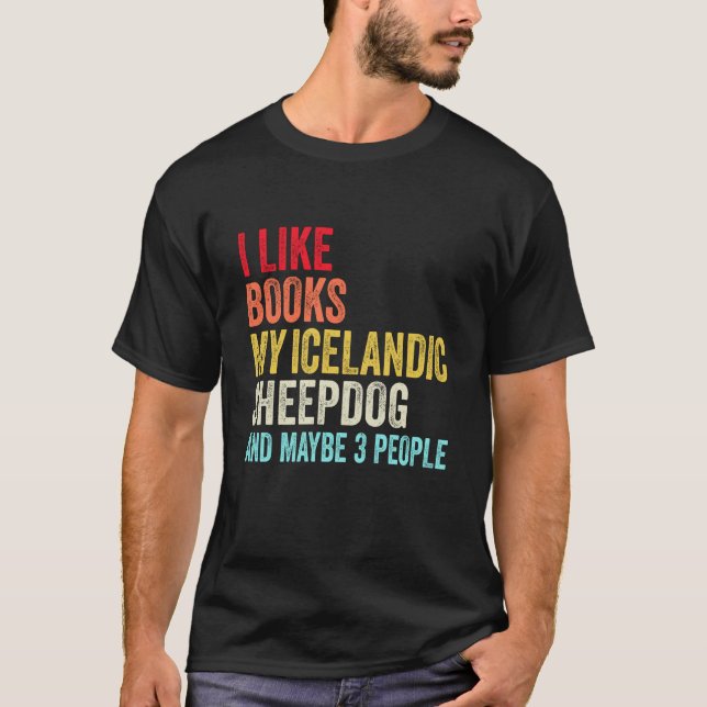 Camiseta Me gustan los libros Mi perro pastor islandés y ta (Anverso)