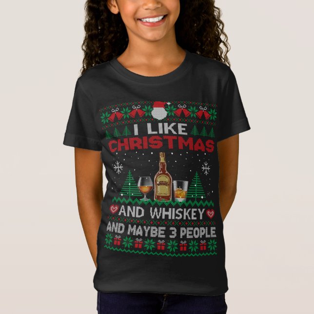 Camiseta Me Gustan Los Navidades Whiskey Y Quizá 3 Personas (Anverso)