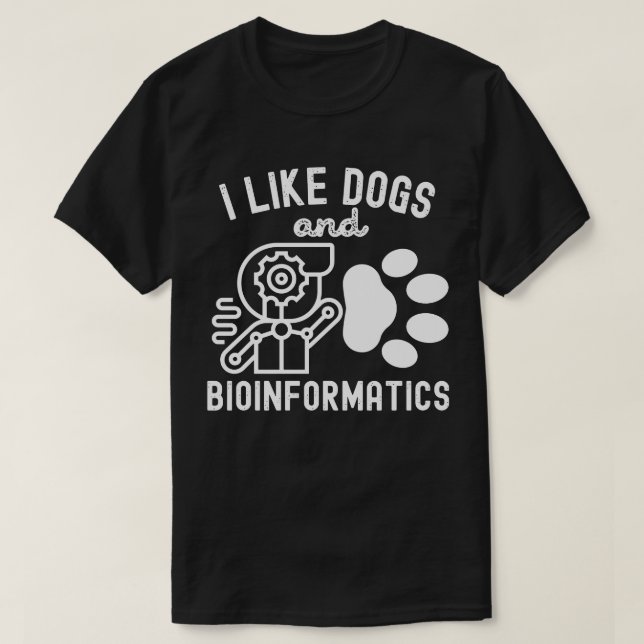 Camiseta Me gustan los perros y la bioinformática (Diseño del anverso)