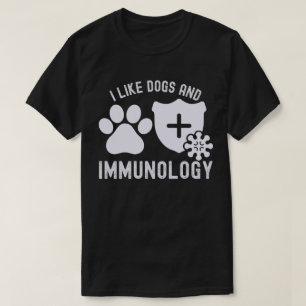 Camiseta Me gustan los perros y la inmunología