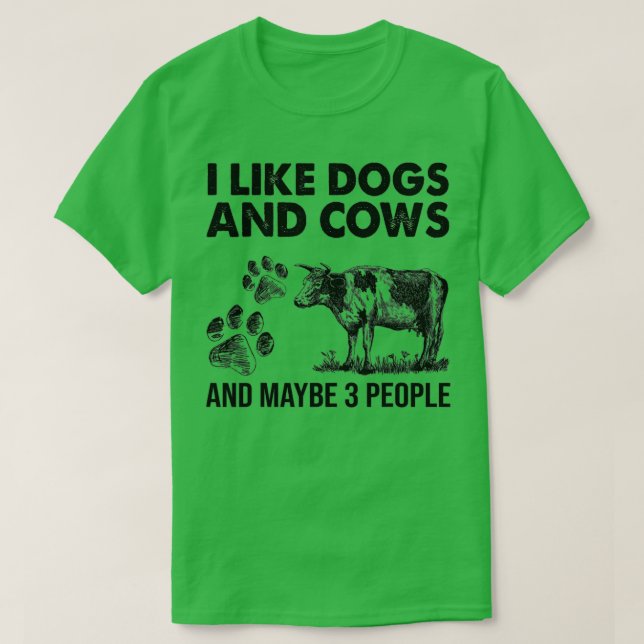 Camiseta Me Gustan Los Perros Y Las Vacas Quizá 3 Personas (Diseño del anverso)