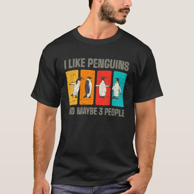 Camiseta Me Gustan Los Pingüinos Y Quizá 3 Personas (Anverso)