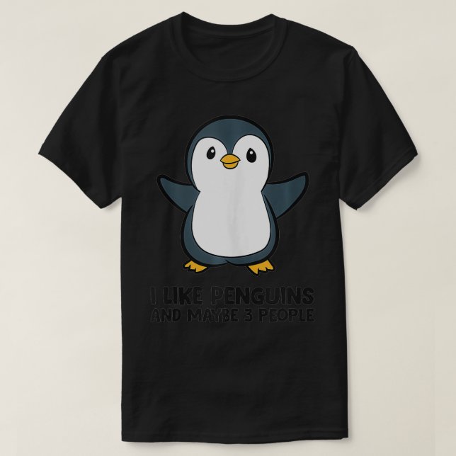 Camiseta Me Gustan Los Pingüinos Y Quizás 3 Personas El Pin (Diseño del anverso)