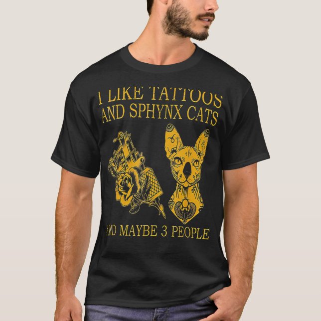 Camiseta Me Gustan Los Tatuajes Y Los Gatos De Sfinx Y Quiz (Anverso)