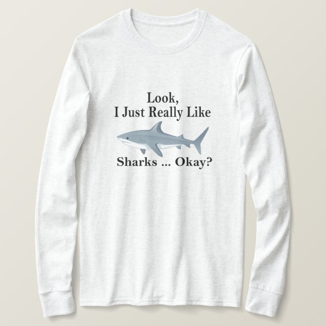 Camiseta ¿Me Gustan Los Tiburones? Tiburón gracioso (Anverso del diseño)