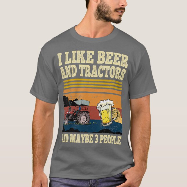 Camiseta Me gustan los tractores de cerveza y quizás 3 pers (Anverso)
