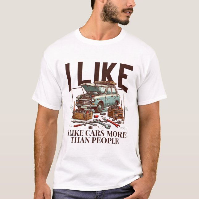 Camiseta Me gustan más los autos que la gente (Anverso)