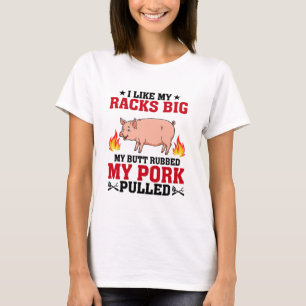 Camiseta Me Gustan Mis Costillas Grandes BBQ, Cita De Cerdo